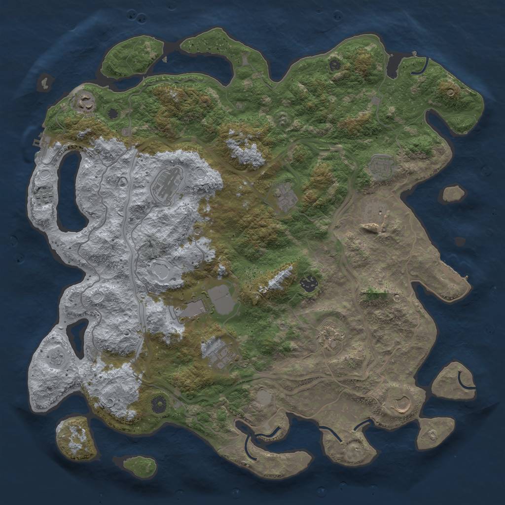 Rust Map: Procedural Map, Size: 4500, Seed: 1035418637, 20 Monuments