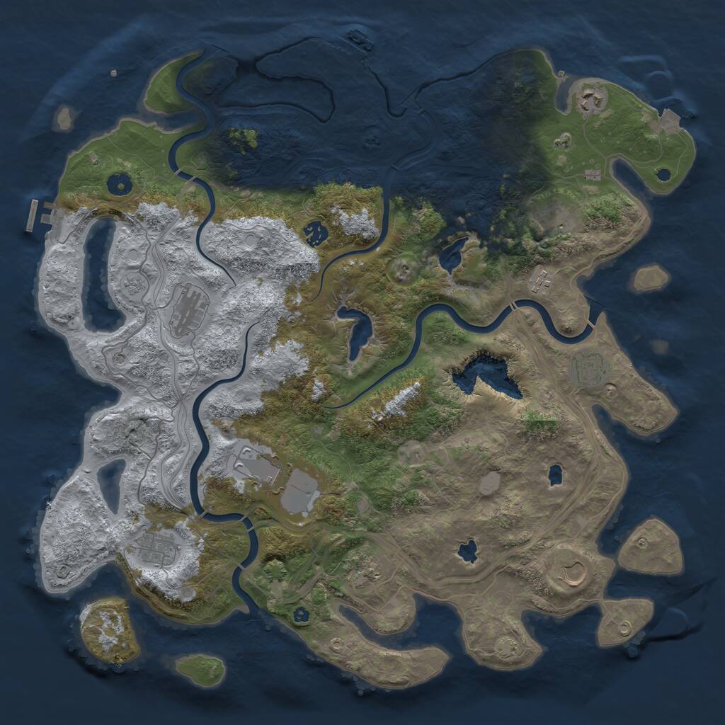 Rust Map: Procedural Map, Size: 4500, Seed: 1035418637, 16 Monuments