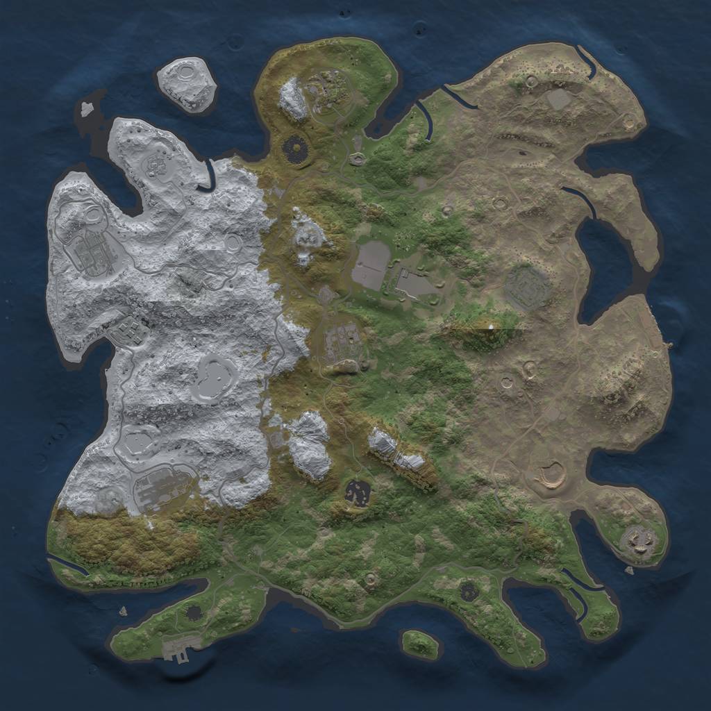 Rust Map: Procedural Map, Size: 4000, Seed: 712597179, 19 Monuments