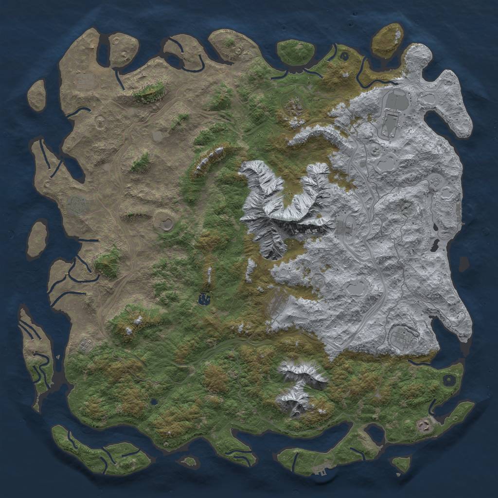 Rust Map: Procedural Map, Size: 6000, Seed: 535522034, 19 Monuments