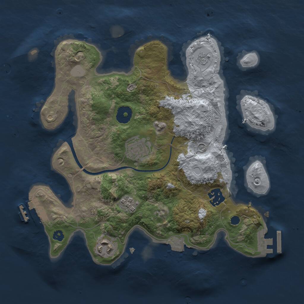 Rust Map: Procedural Map, Size: 2750, Seed: 500107727, 9 Monuments