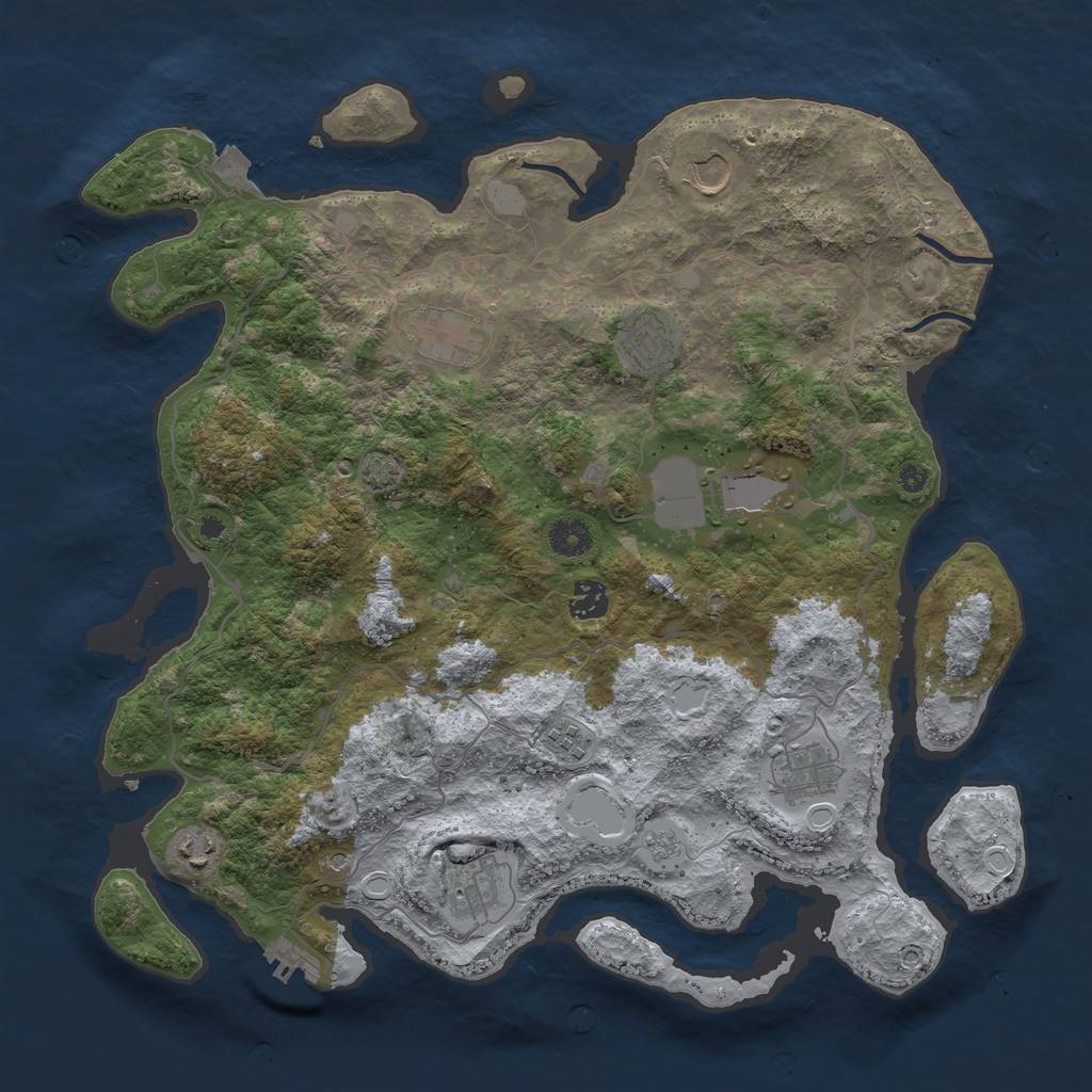 Rust Map: Procedural Map, Size: 4000, Seed: 442497179, 16 Monuments