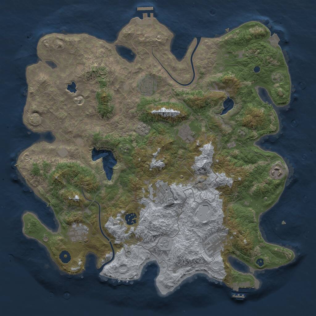 Rust Map: Procedural Map, Size: 4000, Seed: 45345435, 14 Monuments