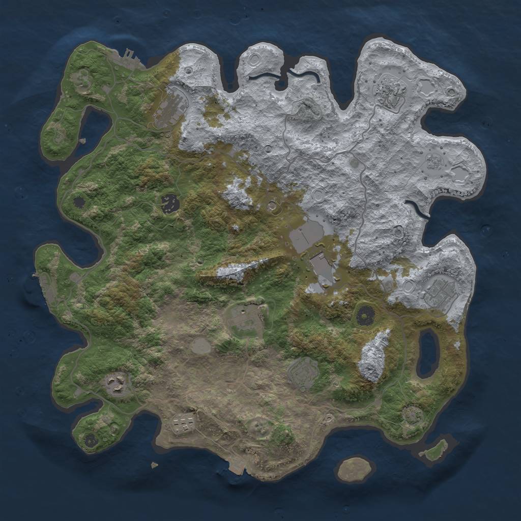 Rust Map: Procedural Map, Size: 4000, Seed: 1144166216, 17 Monuments