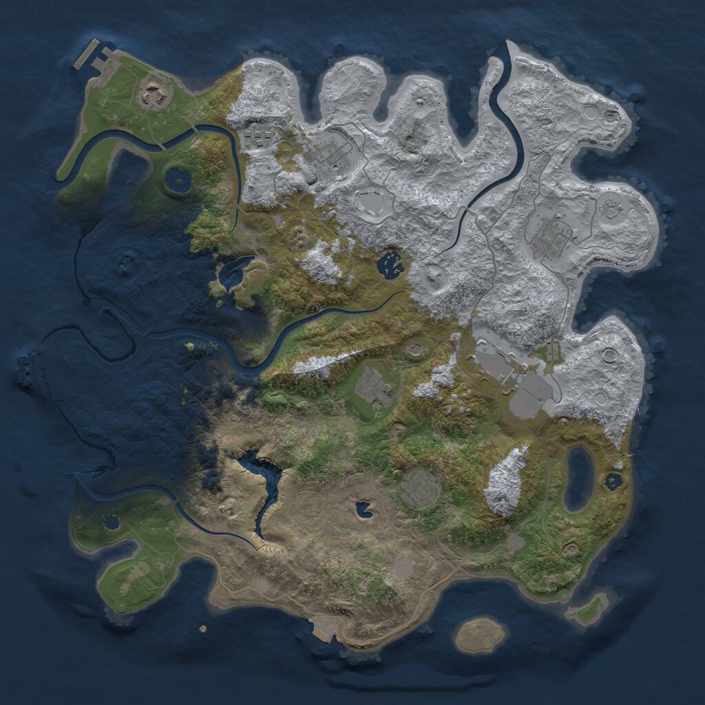 Rust Map: Procedural Map, Size: 4000, Seed: 1144166216, 14 Monuments
