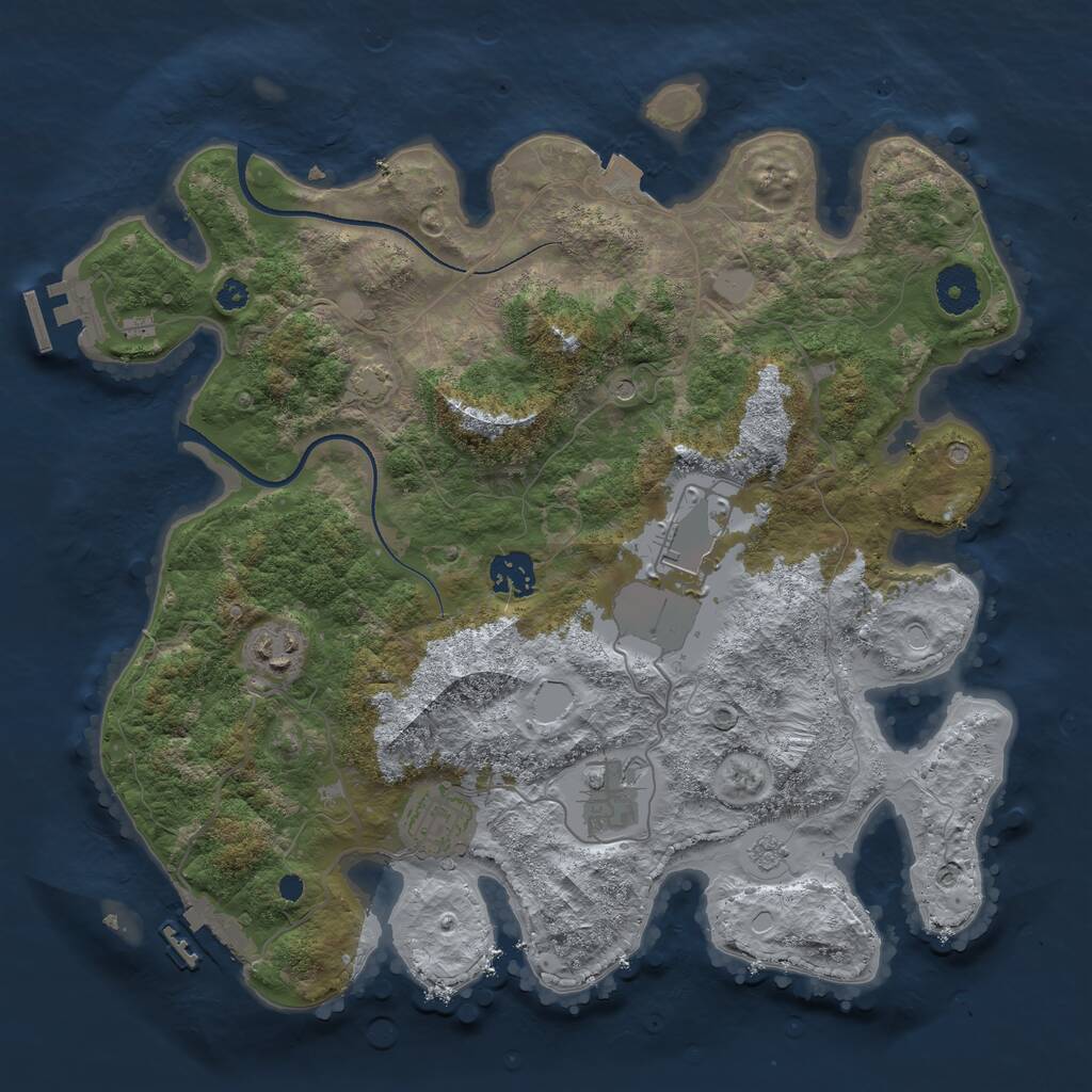 Rust Map: Procedural Map, Size: 3500, Seed: 441482, 11 Monuments