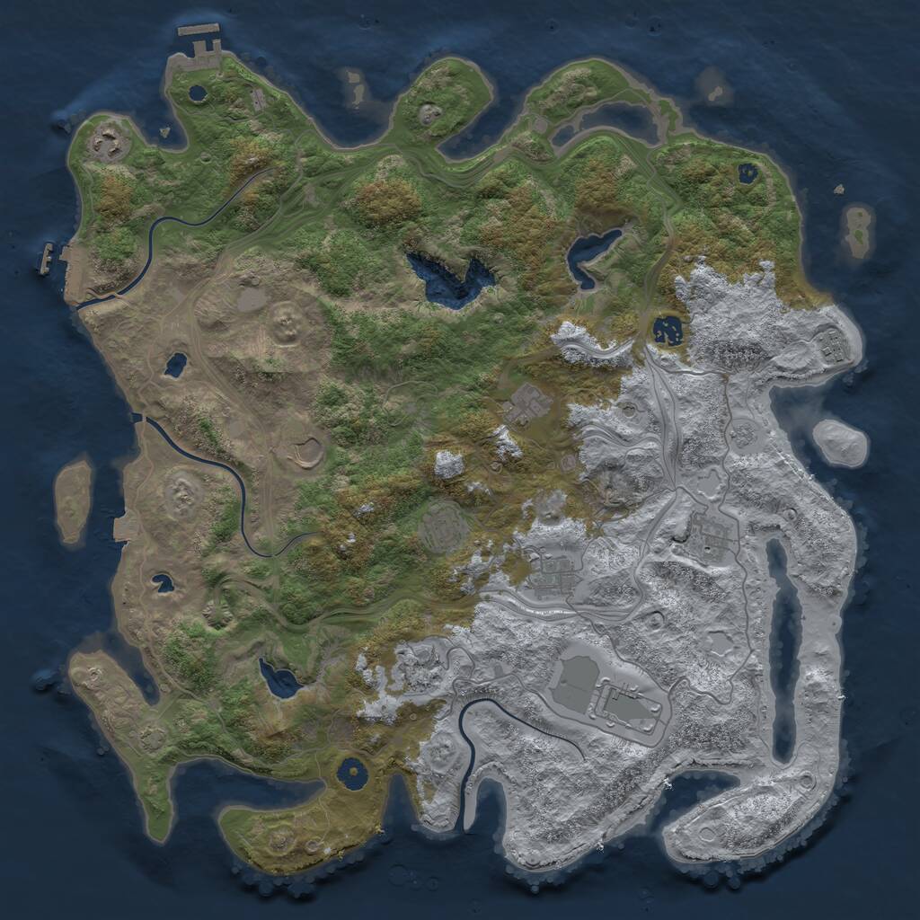 Rust Map: Procedural Map, Size: 4500, Seed: 70009, 16 Monuments