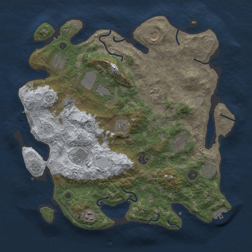 Rust Map: Procedural Map, Size: 3850, Seed: 1664569321, 20 Monuments