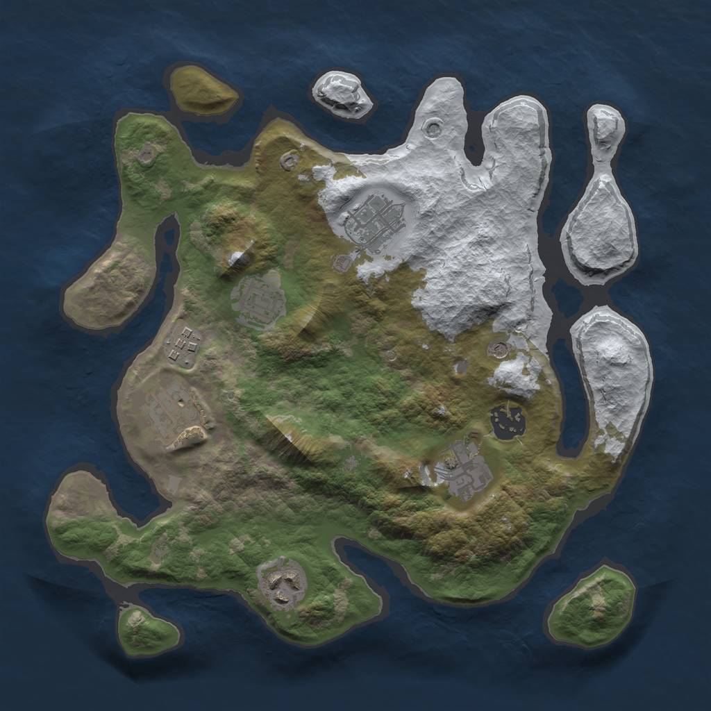 Rust Map: Barren, Size: 3000, Seed: 1744046602, 10 Monuments