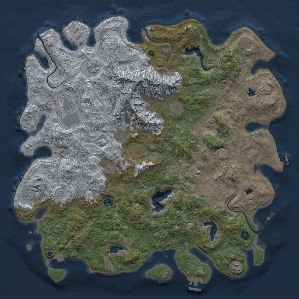 Rust Map: Procedural Map, Size: 5000, Seed: 897628223, 17 Monuments