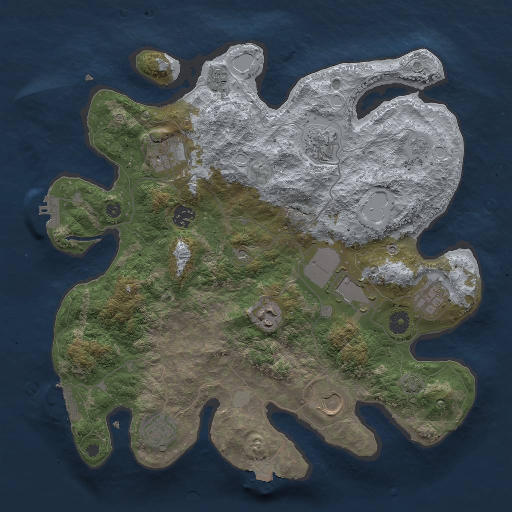 Rust Map: Procedural Map, Size: 3500, Seed: 1624, 17 Monuments