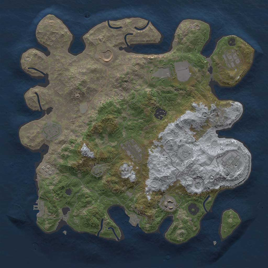 Rust Map: Procedural Map, Size: 3500, Seed: 120496124, 16 Monuments
