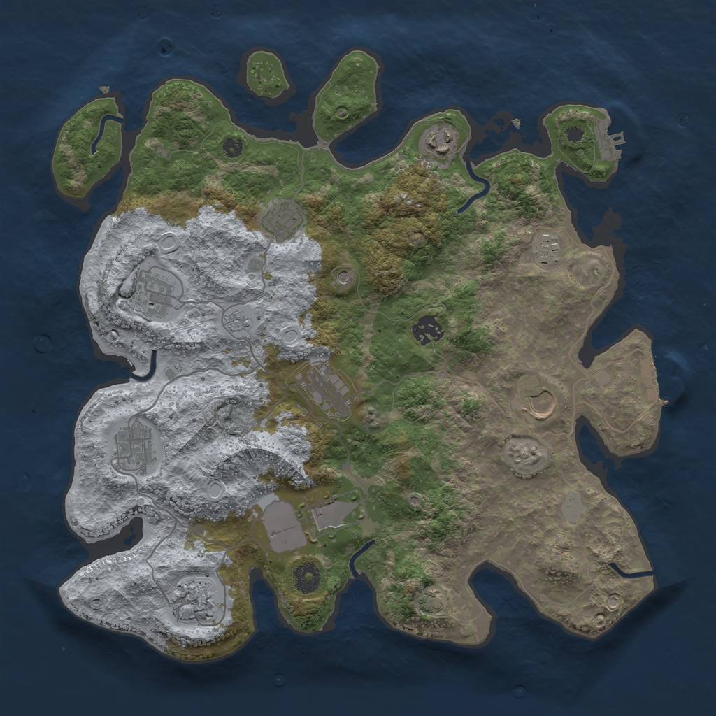 Rust Map: Procedural Map, Size: 3700, Seed: 1406204226, 18 Monuments