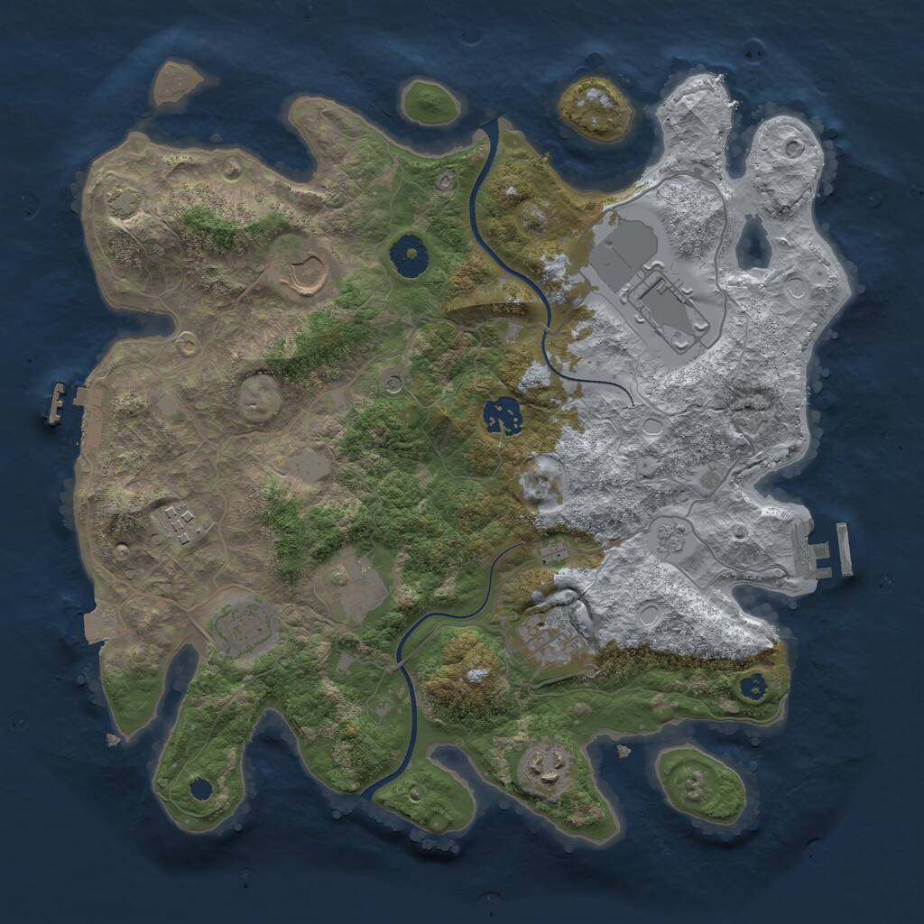 Rust Map: Procedural Map, Size: 3500, Seed: 76876, 14 Monuments