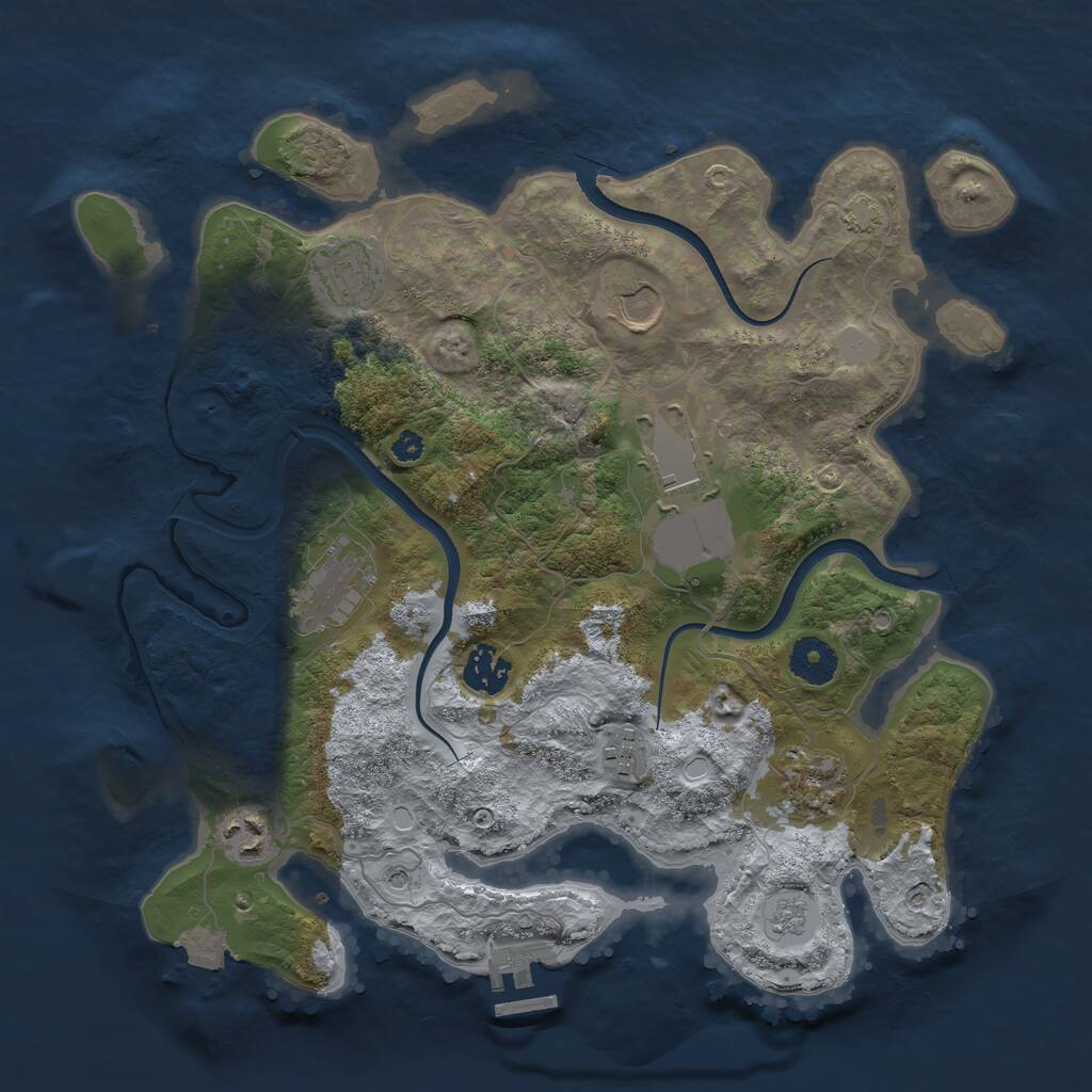 Rust Map: Procedural Map, Size: 3500, Seed: 1958418372, 13 Monuments