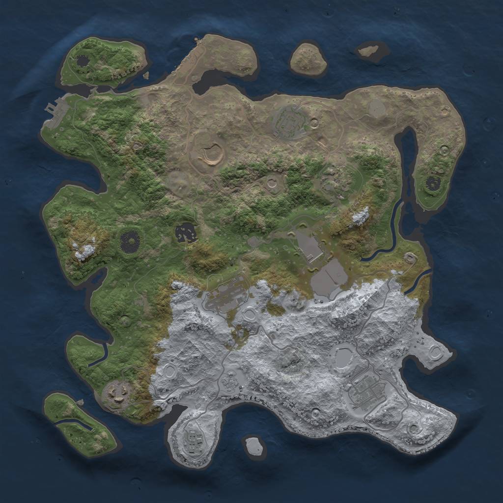 Rust Map: Procedural Map, Size: 3500, Seed: 5045052, 16 Monuments