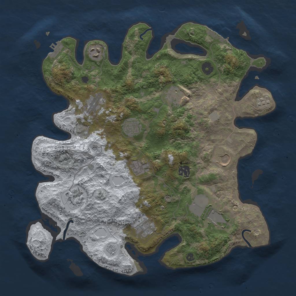 Rust Map: Procedural Map, Size: 3700, Seed: 1152925715, 20 Monuments