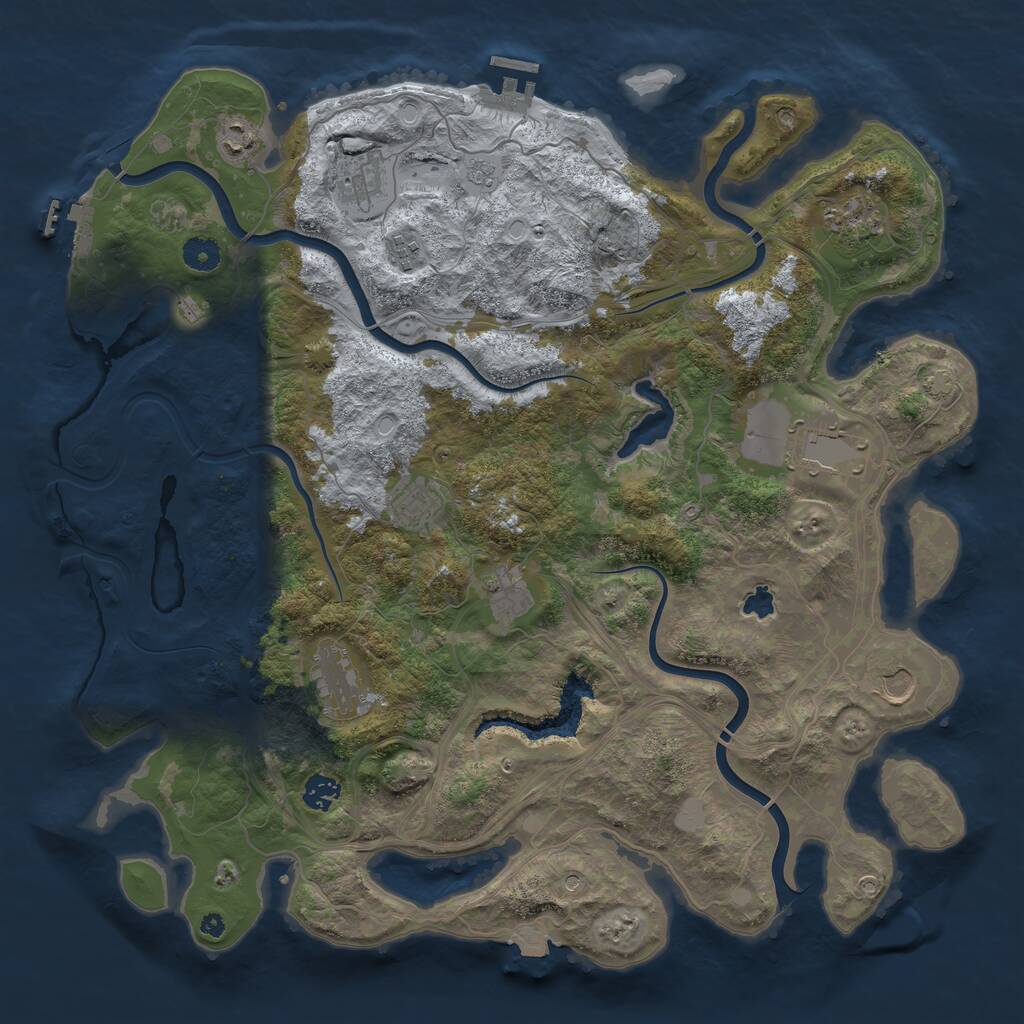 Rust Map: Procedural Map, Size: 4250, Seed: 1255809941, 16 Monuments