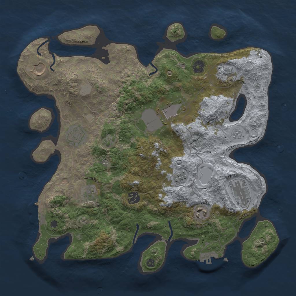 Rust Map: Procedural Map, Size: 3500, Seed: 474888500, 16 Monuments