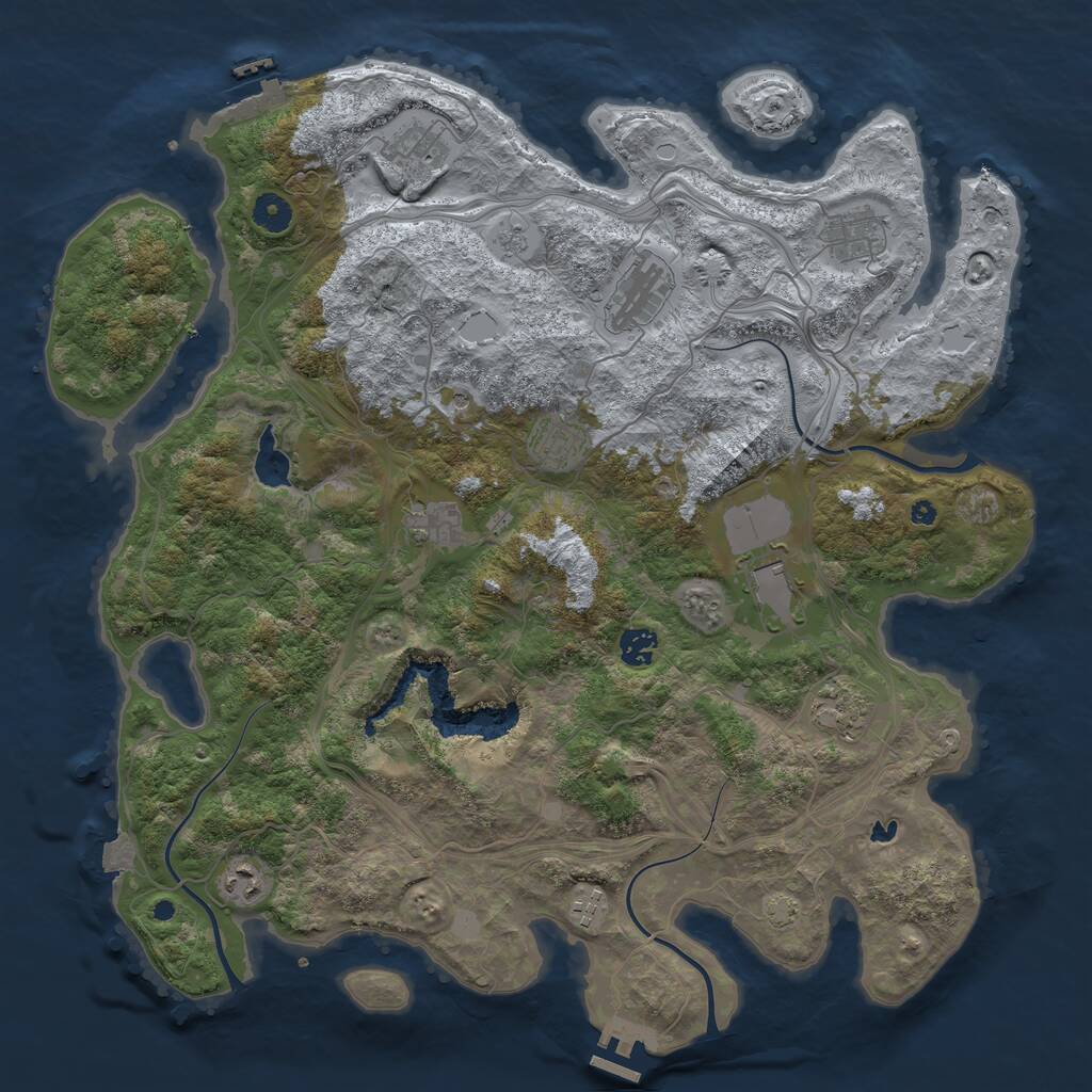 Rust Map: Procedural Map, Size: 4250, Seed: 68997993, 16 Monuments