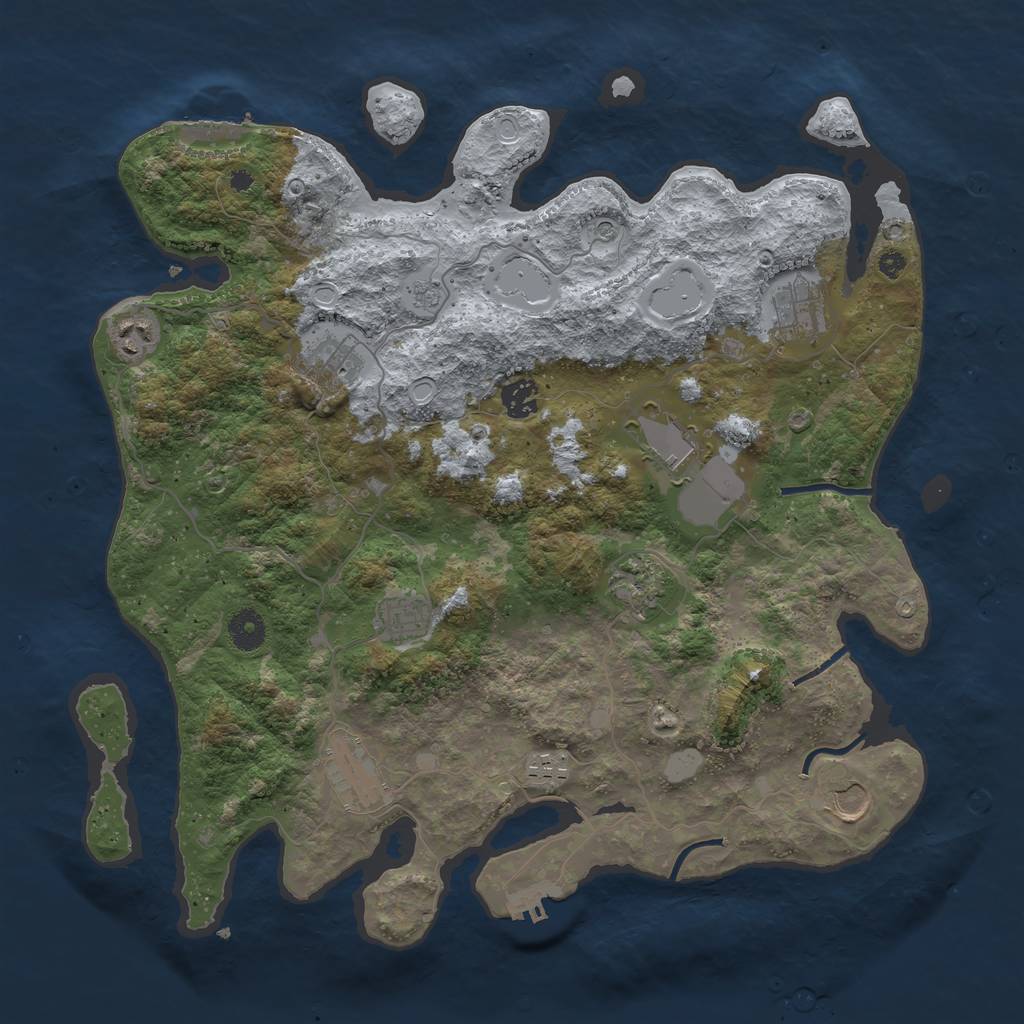 Rust Map: Procedural Map, Size: 3950, Seed: 866648664, 17 Monuments