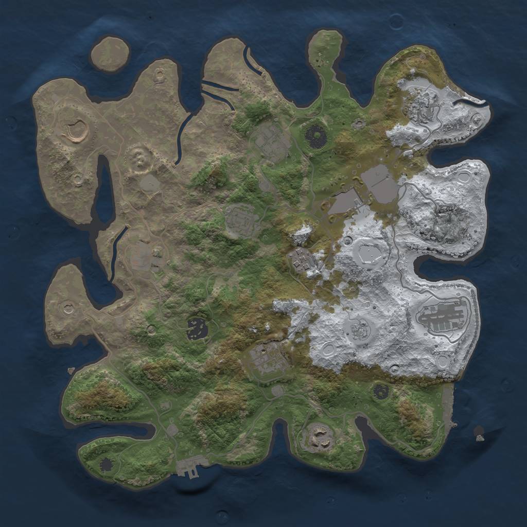 Rust Map: Procedural Map, Size: 3500, Seed: 528610513, 20 Monuments