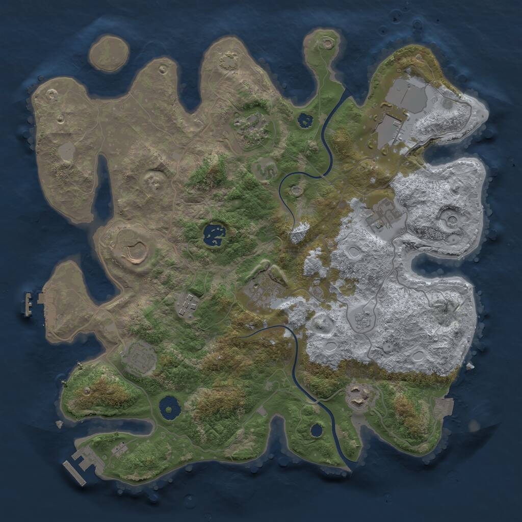 Rust Map: Procedural Map, Size: 3500, Seed: 528610513, 15 Monuments