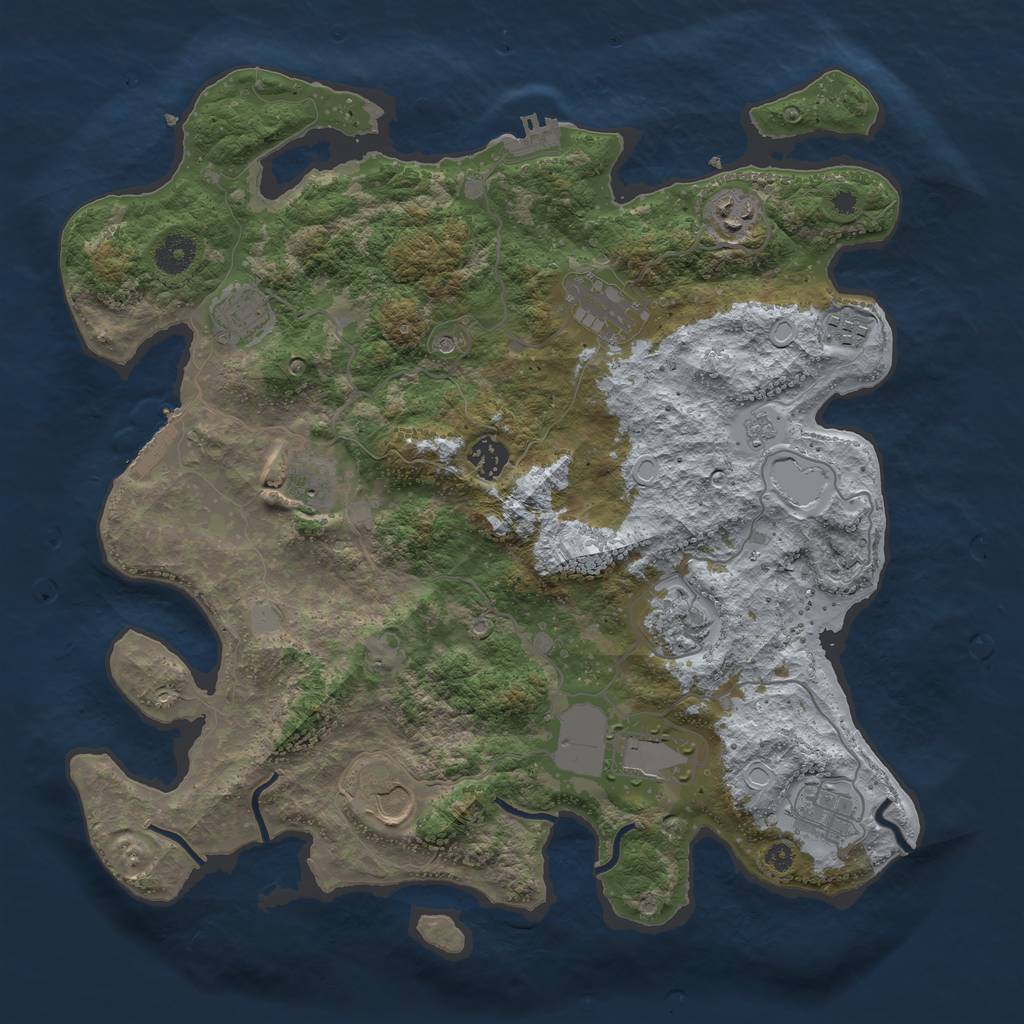 Rust Map: Procedural Map, Size: 3850, Seed: 138297191, 17 Monuments