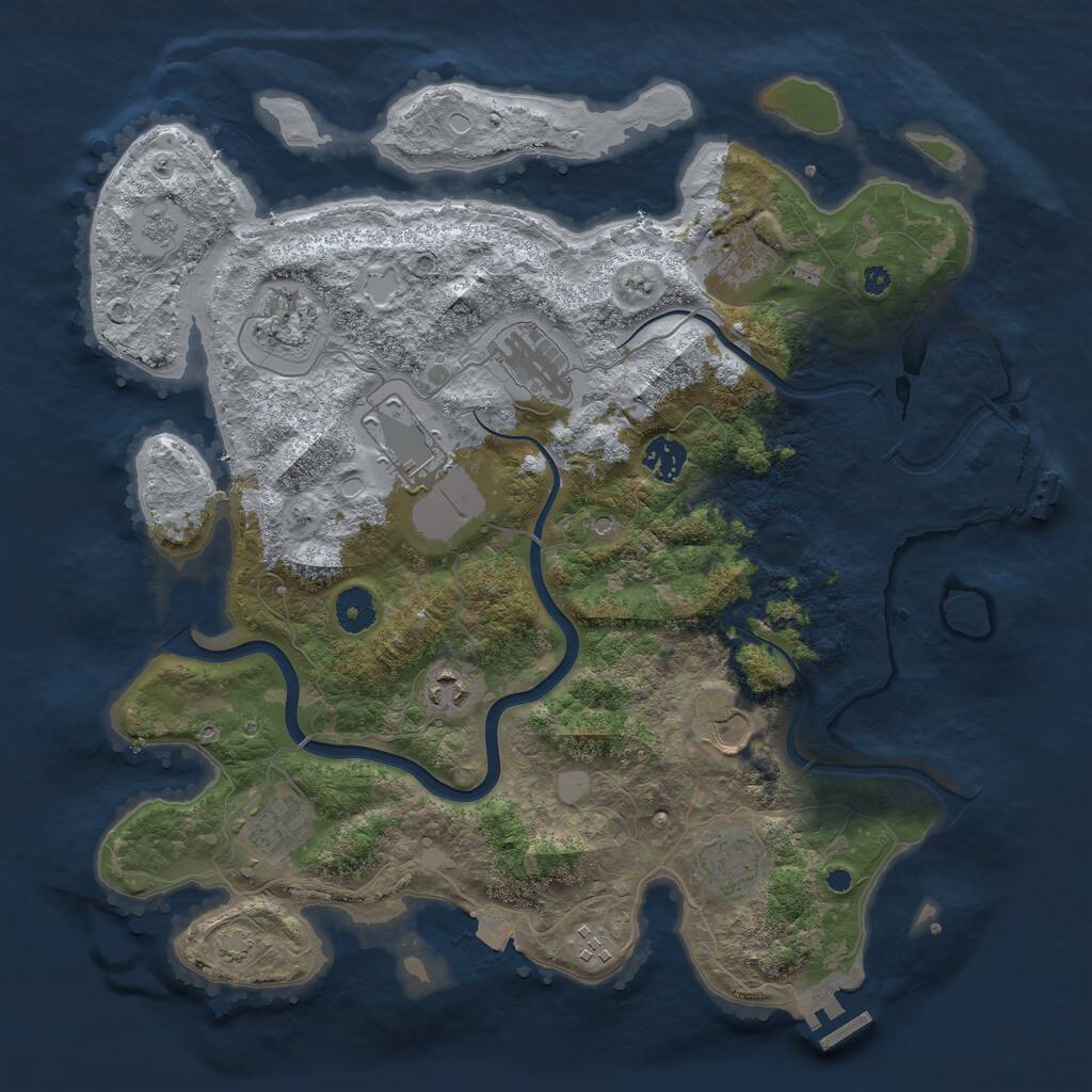 Rust Map: Procedural Map, Size: 3850, Seed: 46512, 16 Monuments