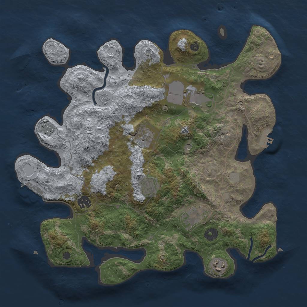Rust Map: Procedural Map, Size: 3500, Seed: 2225885, 14 Monuments