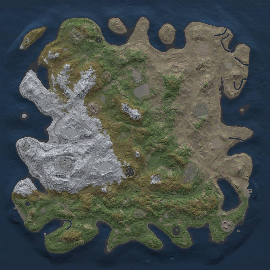Rust Map: Procedural Map, Size: 4500, Seed: 38609597, 17 Monuments