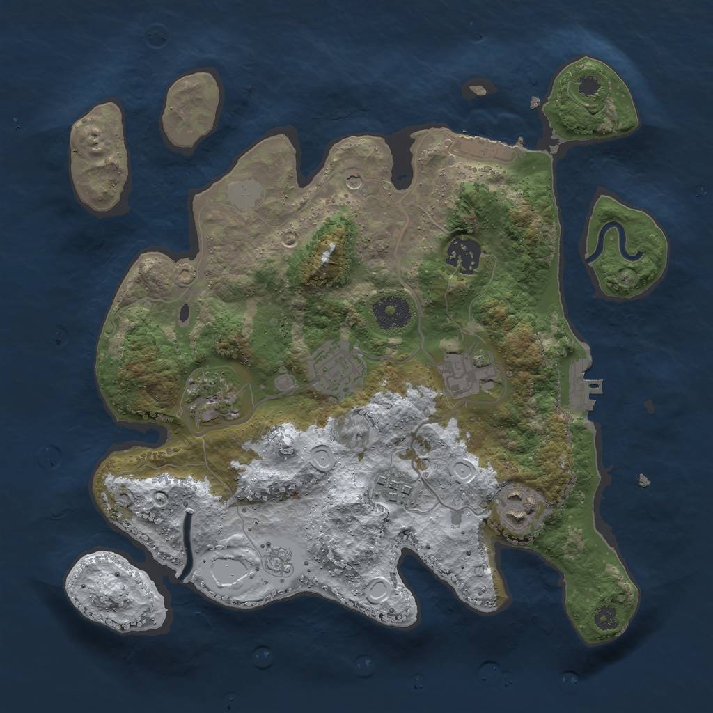 Rust Map: Procedural Map, Size: 3000, Seed: 9643569, 15 Monuments