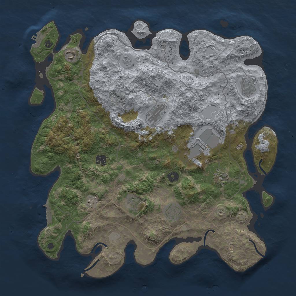 Rust Map: Procedural Map, Size: 4000, Seed: 816591, 17 Monuments