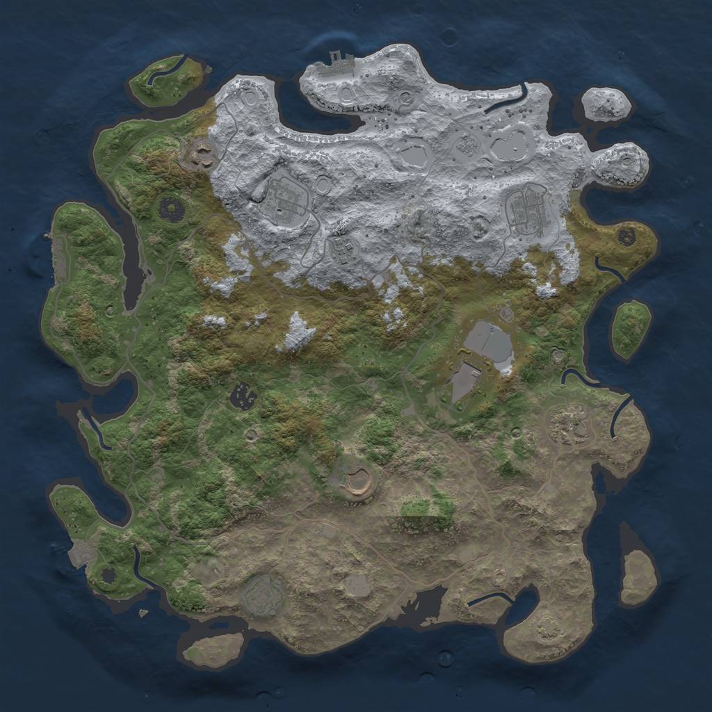 Rust Map: Procedural Map, Size: 4050, Seed: 589812802, 17 Monuments
