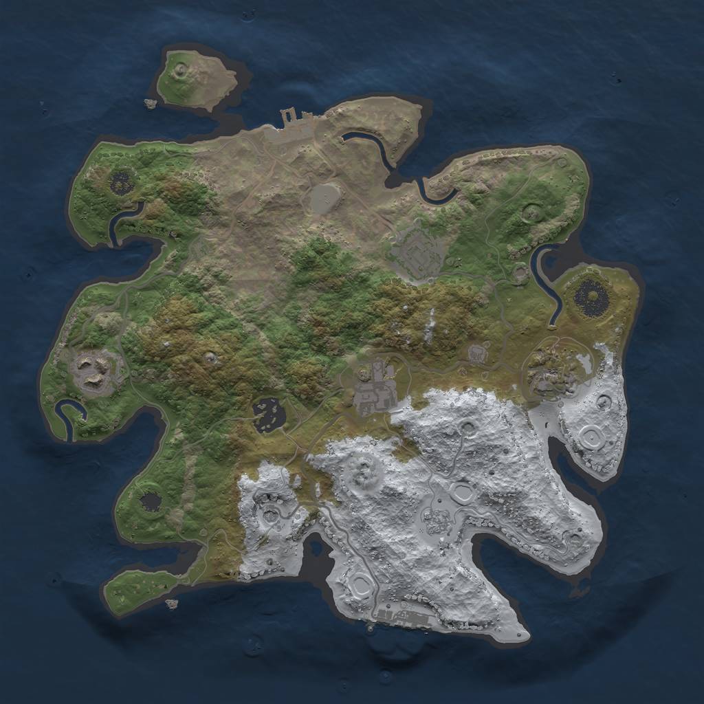 Rust Map: Procedural Map, Size: 3000, Seed: 1716044884, 14 Monuments