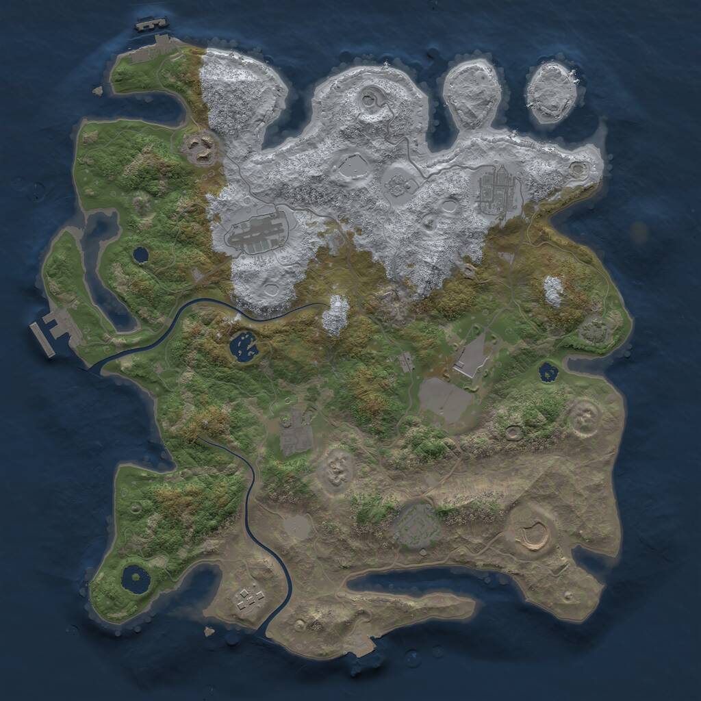 Rust Map: Procedural Map, Size: 3700, Seed: 86473, 15 Monuments