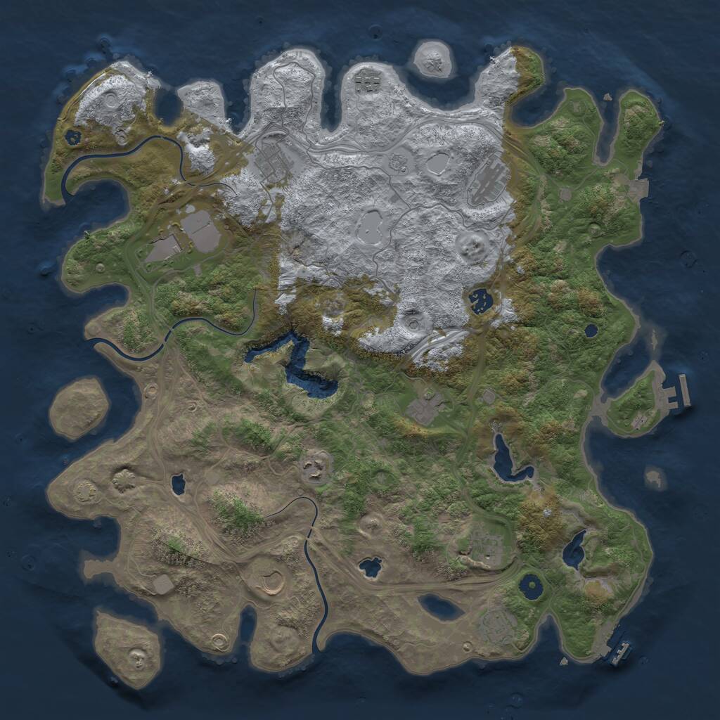 Rust Map: Procedural Map, Size: 4500, Seed: 532246, 16 Monuments
