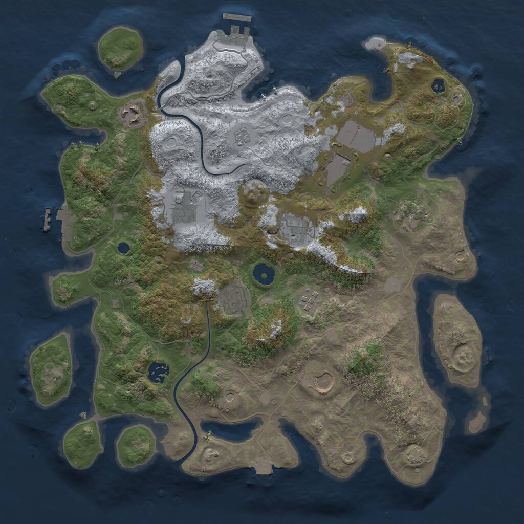 Rust Map: Procedural Map, Size: 3700, Seed: 117628458, 15 Monuments