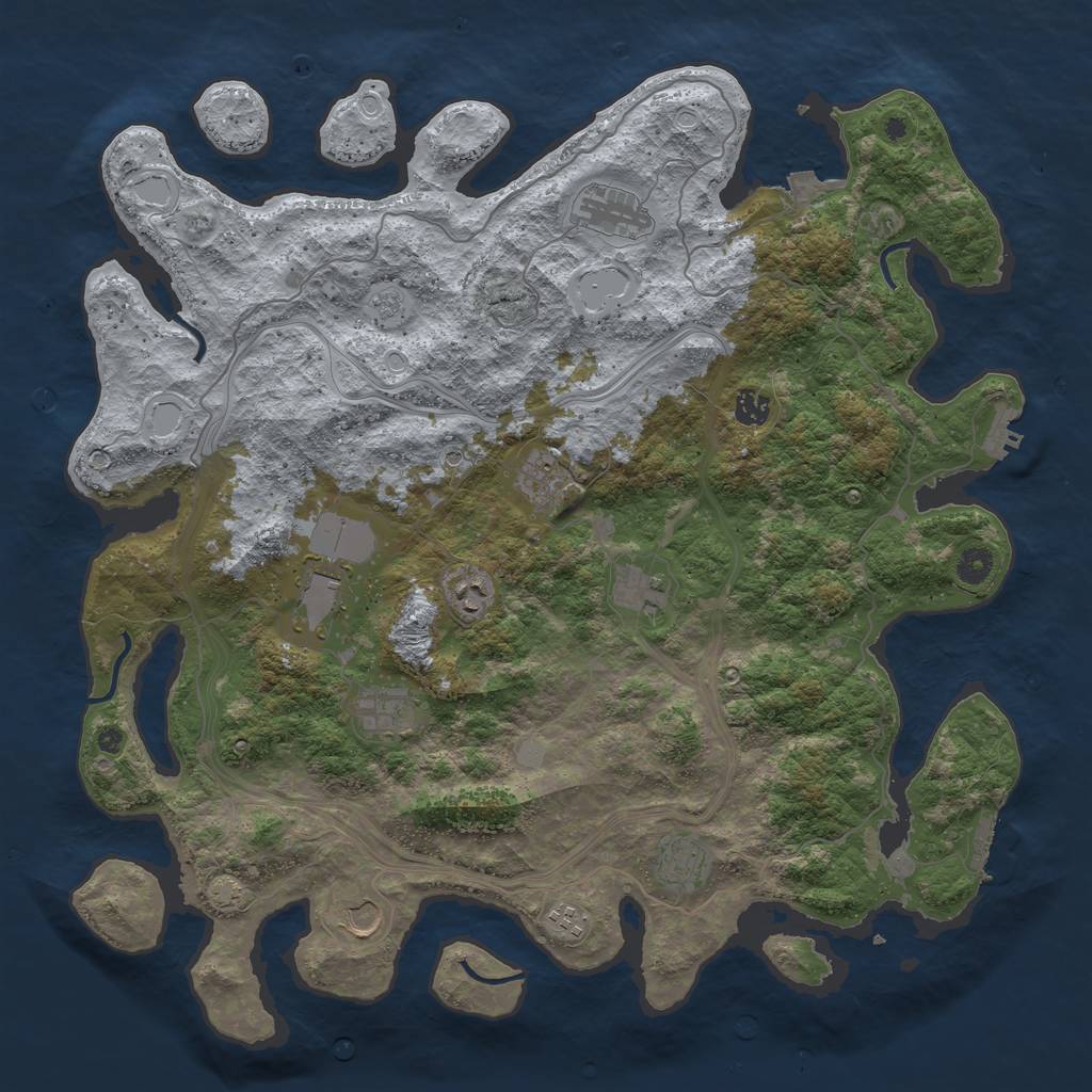 Rust Map: Procedural Map, Size: 4500, Seed: 2688715, 18 Monuments