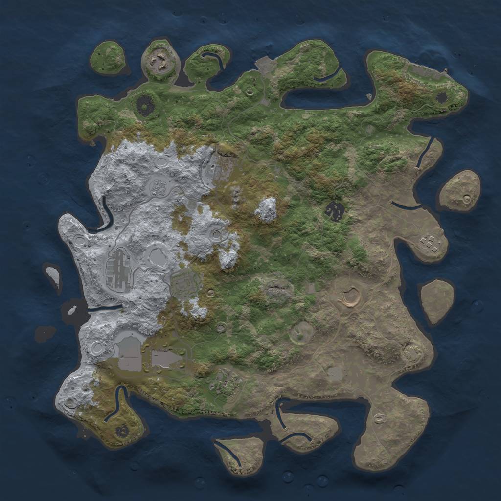 Rust Map: Procedural Map, Size: 3850, Seed: 2097512473, 16 Monuments