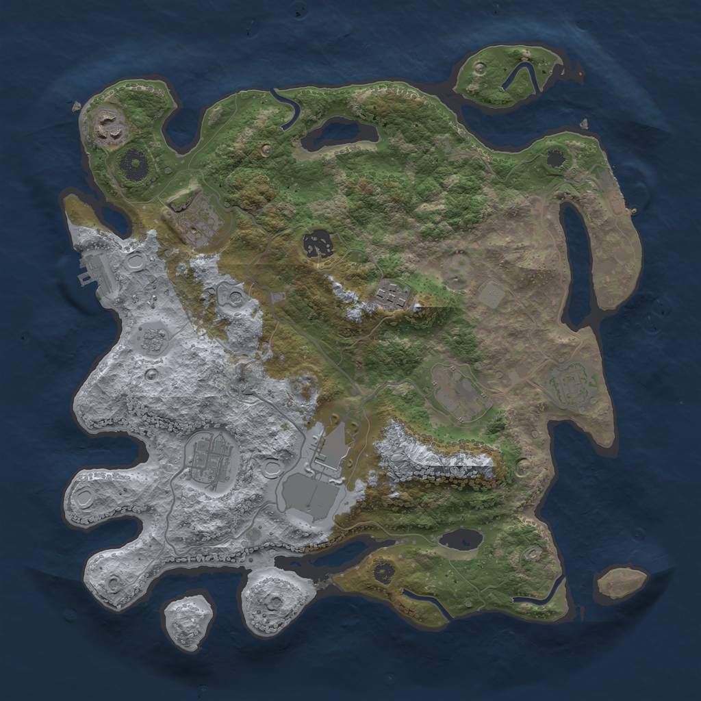 Rust Map: Procedural Map, Size: 3500, Seed: 2147645, 15 Monuments