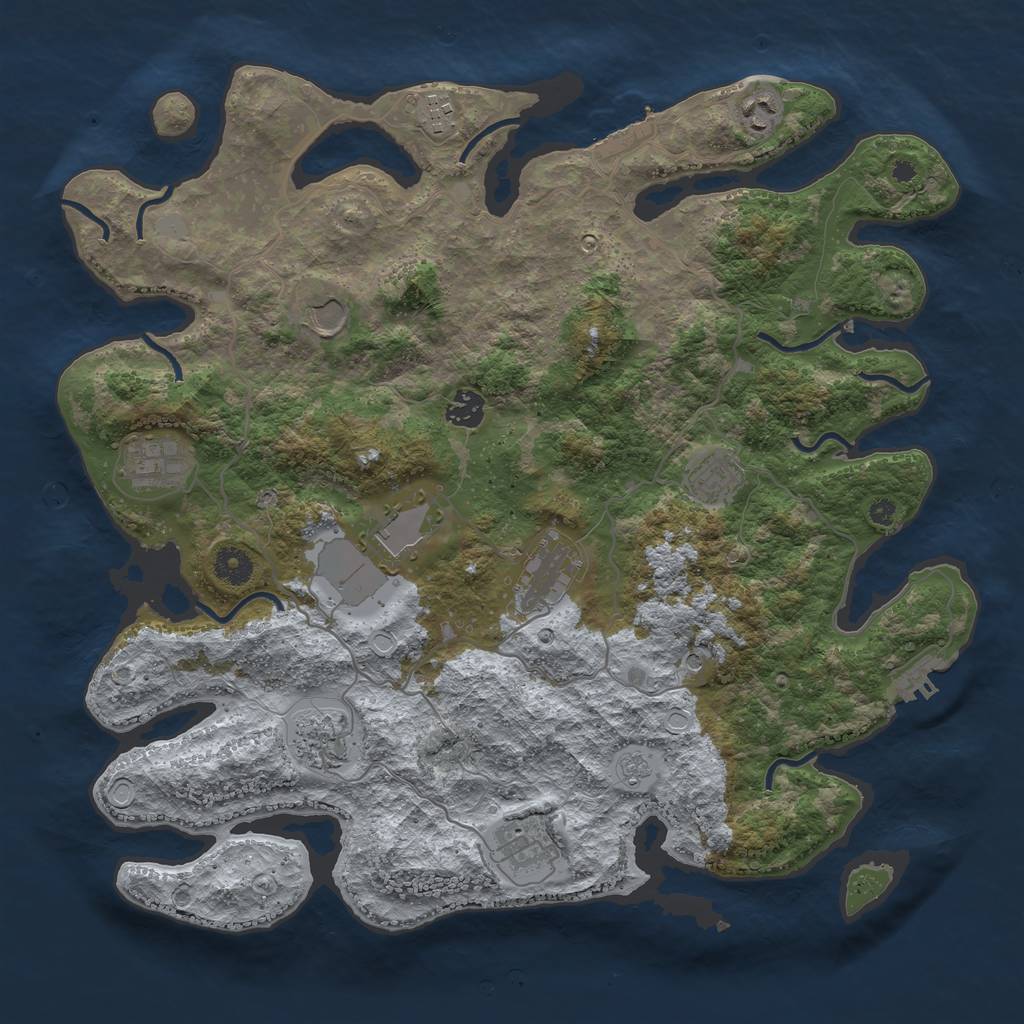 Rust Map: Procedural Map, Size: 4000, Seed: 926516178, 17 Monuments