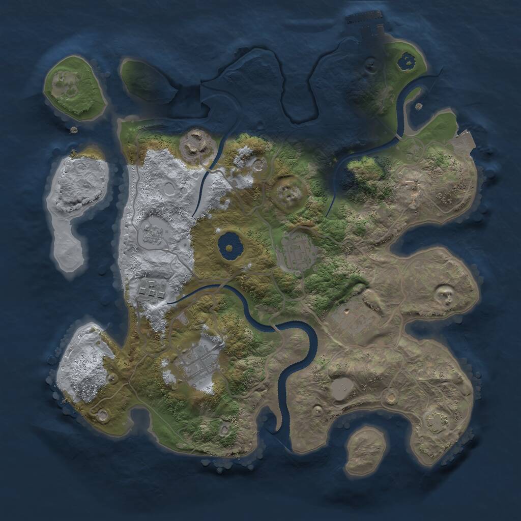 Rust Map: Procedural Map, Size: 3000, Seed: 609988645, 10 Monuments
