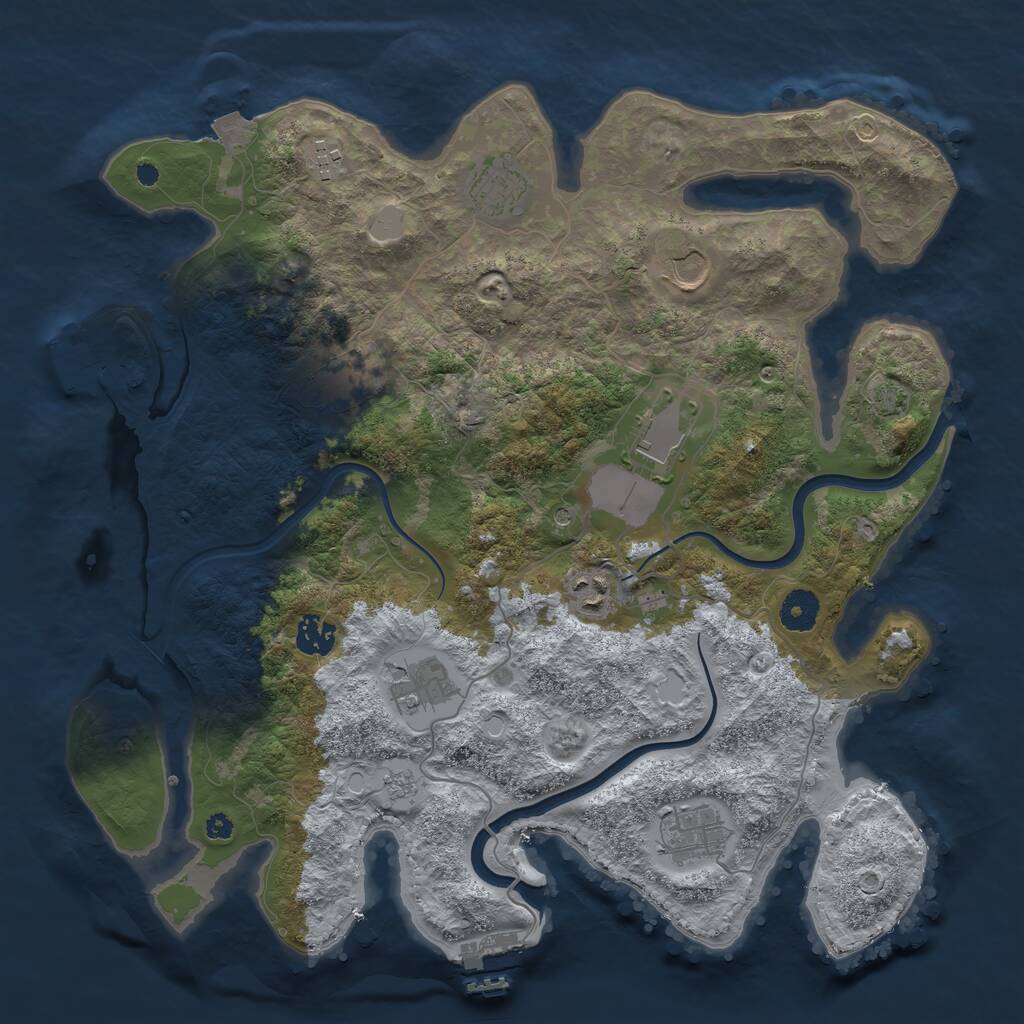 Rust Map: Procedural Map, Size: 3800, Seed: 128204126, 15 Monuments