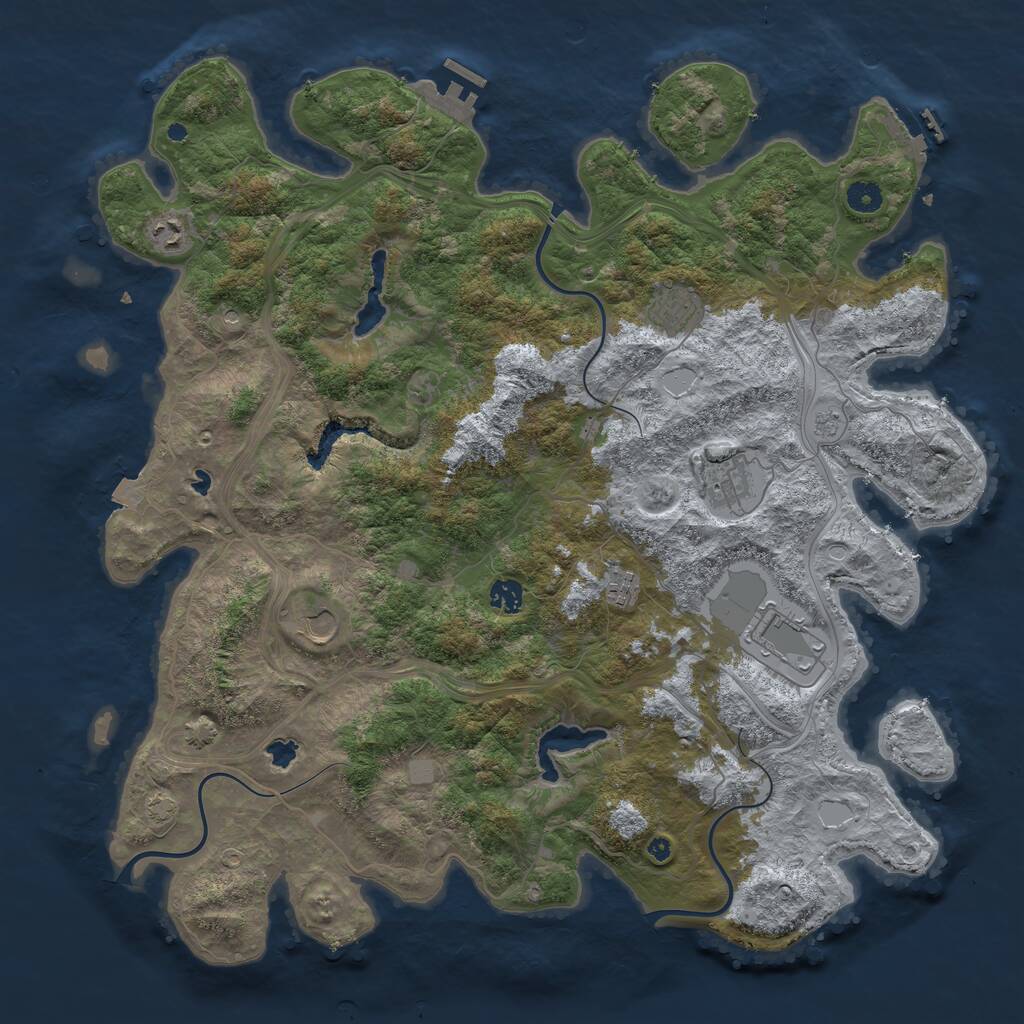 Rust Map: Procedural Map, Size: 4500, Seed: 719389041, 13 Monuments