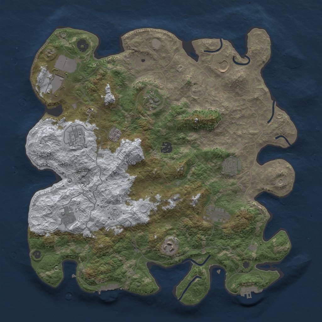 Rust Map: Procedural Map, Size: 4050, Seed: 277936934, 19 Monuments