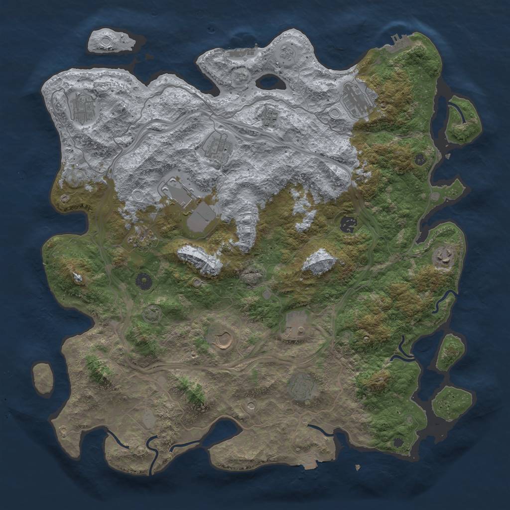 Rust Map: Procedural Map, Size: 4500, Seed: 2909871, 19 Monuments