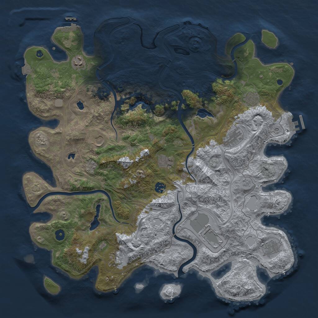 Rust Map: Procedural Map, Size: 4500, Seed: 5014481, 16 Monuments