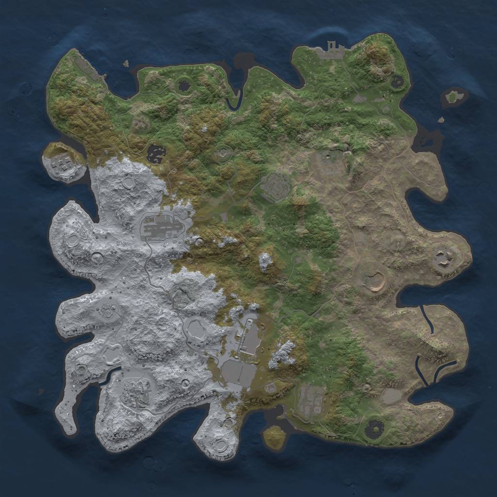 Rust Map: Procedural Map, Size: 3850, Seed: 1190020752, 17 Monuments