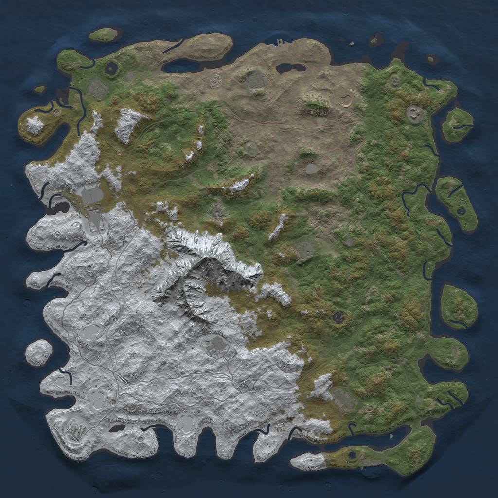 Rust Map: Procedural Map, Size: 6000, Seed: 502037, 20 Monuments